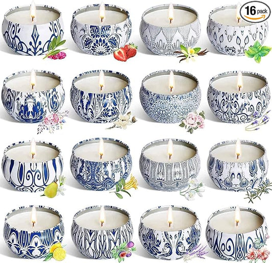 Set of 16 Pack Scented Candle Gifts Travel Tin Jar Candles for Home 2.5 OZ Scented Candles for Mom for Christmas, Birthday, Thanksgiving, Mother's Day. - Bloomnest