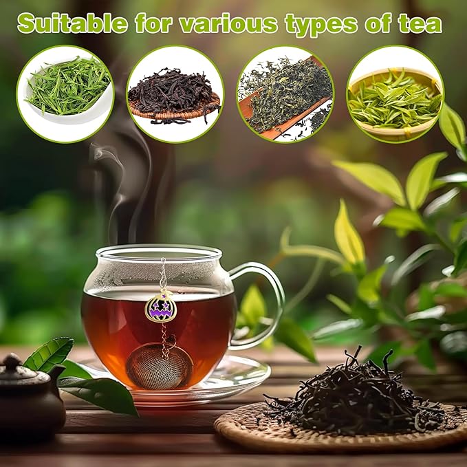 Halloween Stainless Steel Mesh Tea Infuser, 2.1 inch Tea Ball with Pumpkin Ornaments Tea Strainer Tea Diffuser Tea Steeper for Filtering Tea,Tea Infusers for Loose Tea (Halloween Pumpkin, 2PC) - Bloomnest