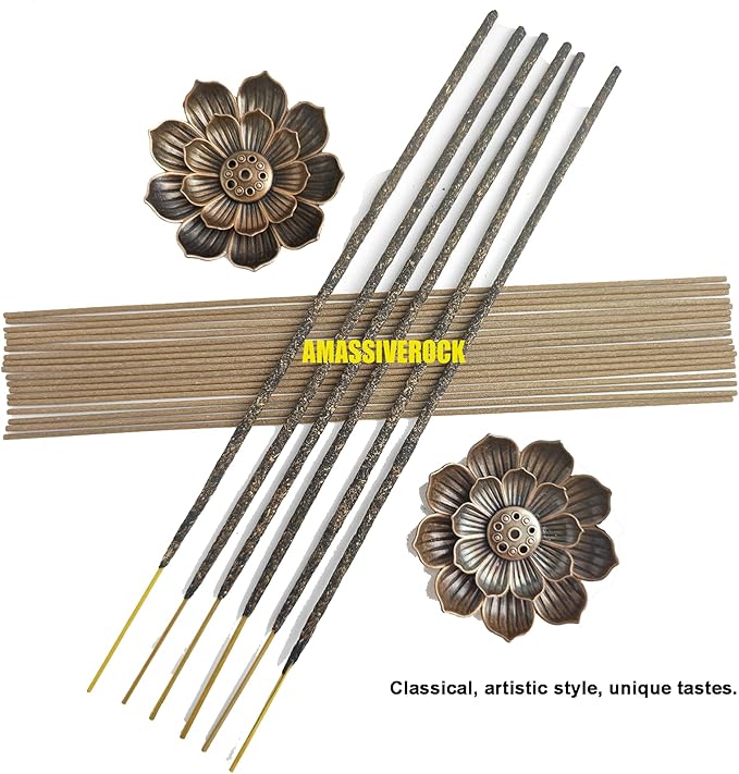 AmaSiverRock Cone Incense Burner - Brass Lotus Ash Catcher Waterfall Backflow Incense Holder for Sticks - Meditation Yoga Decor Home