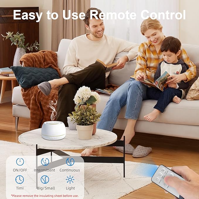 300ML Essential Oil Diffuser - 8 Hours Run Time, Aromatherapy Diffuser with Remote Control, 7-Color LED Lights for Home, Bedroom - Bloomnest