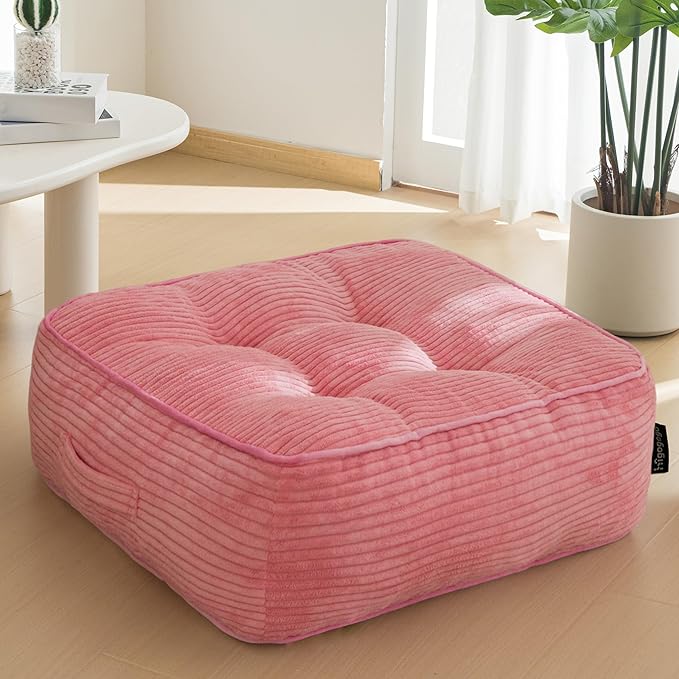 8" Washable Floor Pillow Cushion for Adults, Meditation Cushion Pillow, Large Square Floor Sitting, Removable Tufted Corduroy Cover, for Tatami Living Room or Yoga, 22x22 Inch, Machine Washable - Bloomnest