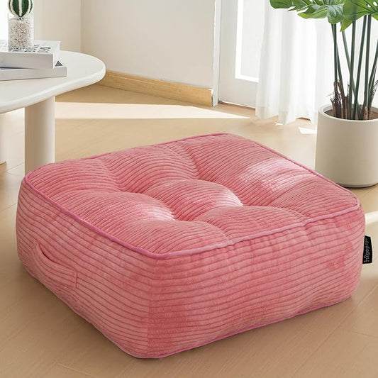 8" Washable Floor Pillow Cushion for Adults, Meditation Cushion Pillow, Large Square Floor Sitting, Removable Tufted Corduroy Cover, for Tatami Living Room or Yoga, 22x22 Inch, Machine Washable - Bloomnest