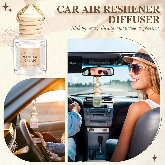 AROIC Car Air Freshener, 18 Pack Long Lasting Hanging Car Air Freshener Diffuser Set for Women & Men, 6 Scents Essential Oil Vehicle Aroma Fragrance Valentines Day Gift (8ml Each) - Bloomnest