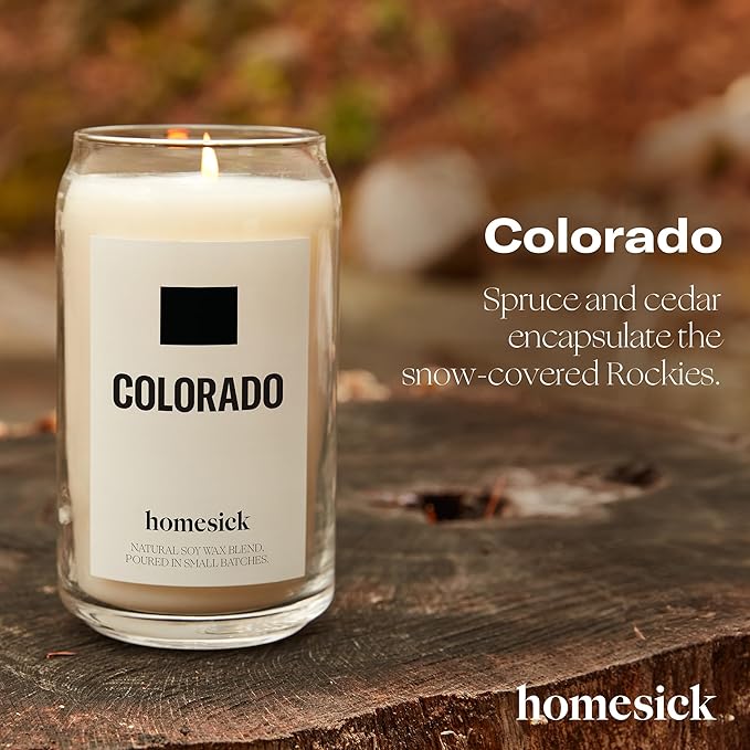 Homesick Scented Candles for Home (Colorado) - 13.75 oz Long-Lasting Soy Wax Jar Candle for Women & Men for All Occasions, 60-80 Hours Burn Time - Notes of Spruce Needles & Cinnamon - Bloomnest