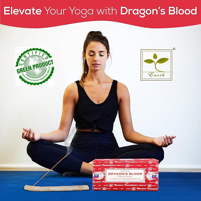 Satya Dragon Blood Incense Sticks, Satya Bng (Bangalore) Insenses 15gmx12 Pack with Raajsee Incense Holder Bundle, Satya Nag Champa Natural Incense - Bloomnest
