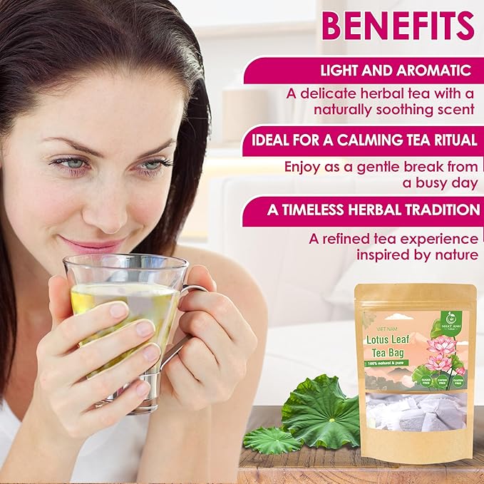 NHAT ANH FARM - Premium Lotus Leaf Tea Bags, 100 Teabags, 100% Natural, Hand-Selected Lotus Leaf Tea Bags, No Additives, Sugar-Free,Caffeine-Free. Good For Your Health. - Bloomnest