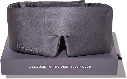 DROWSY Silk Sleep Mask - Face-Hugging, Padded Cocoon for Luxury Sleep in Total Darkness - 100% Pure Mulberry Silk (Moonlight Shadow)