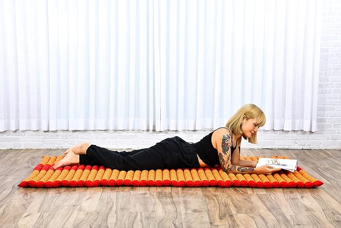 Leewadee - Kapok Roll Mat – Handcrafted Folding Sleep & Relaxation Mattress from Thailand, Ideal as Guest Bed, Camping Mat, Yoga Mat or Traditional Futon, 75 x 39 inches, Orange Red - Bloomnest