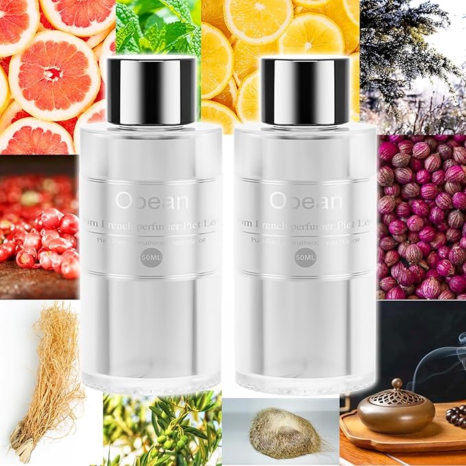 Amor Lyris 2 Packs Essential Oil Refill for Smart Car Air Freshener, 3.5OZ Car Diffuser Refill, Aromatherapy Perfume Refill Can be Used for 4-8 Months, Made with Natural Plant Extracts, Ocean - Bloomnest