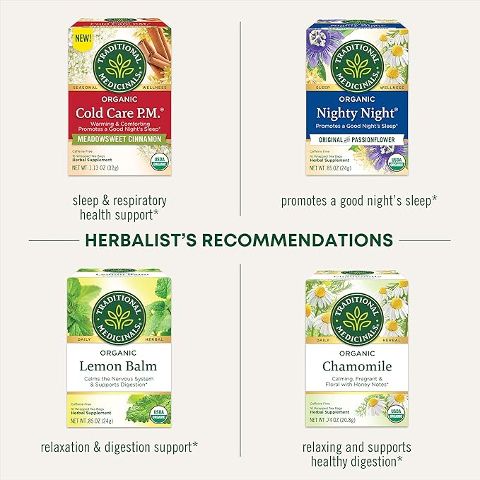 Traditional Medicinals Organic Nighty Night Extra Tea With Valerian Root for Relaxation, 16 Tea Bags (Pack of 1) - Bloomnest