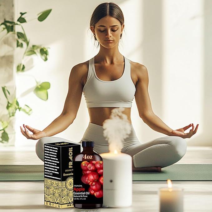 Apple Essential Oil, Apple Oil 4 Fl Oz 120ML for Diffuser Humidifier Yoga Cleaning DIY Candle Soap Making Perfume Gift for Women Essential Oils - Bloomnest