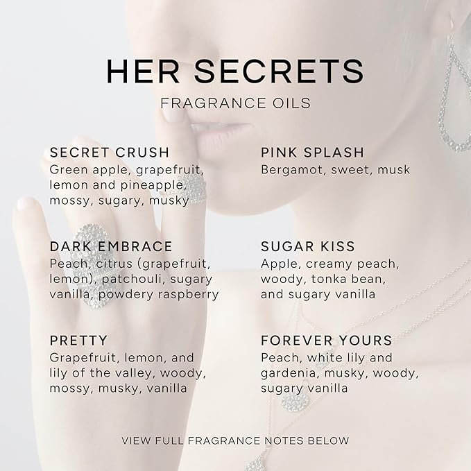 Eternal Essence Oils Her Secrets Set of 6 Premium Fragrance Oils - Includes Pretty, Dark Embrace, Forever Yours, Secret Crush, Pink Splash, and Sugar Kiss Scents Scented Oils - 10ML - Bloomnest