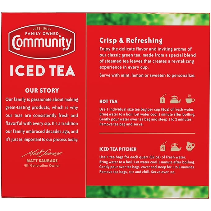 Community Coffee Green Tea, 576 Individual Size Tea Bags, 48 Count (Pack of 12) - Bloomnest