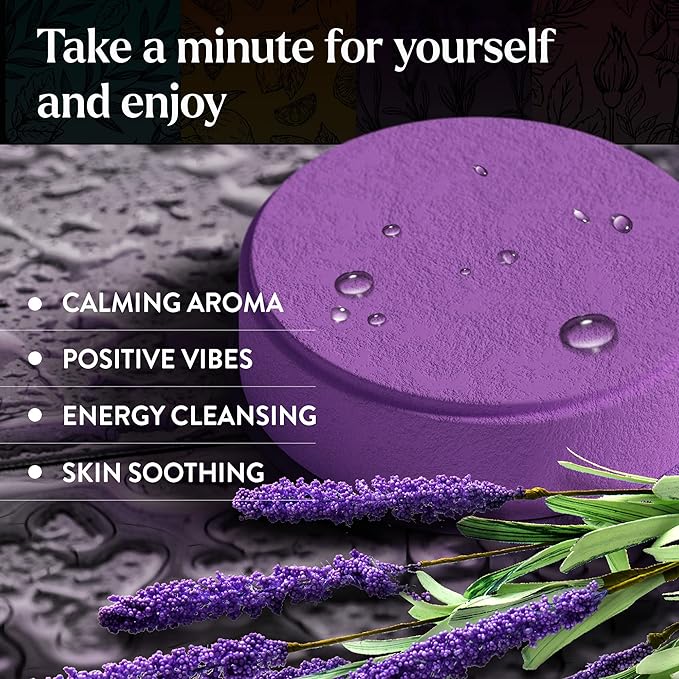 Miracle Made Lavender Aromatherapy Shower Steamers – Essential Oil Shower Bombs for Relaxation, Nasal Relief & Daily Self-Care – 15 Shower Melt Tablets - Bloomnest