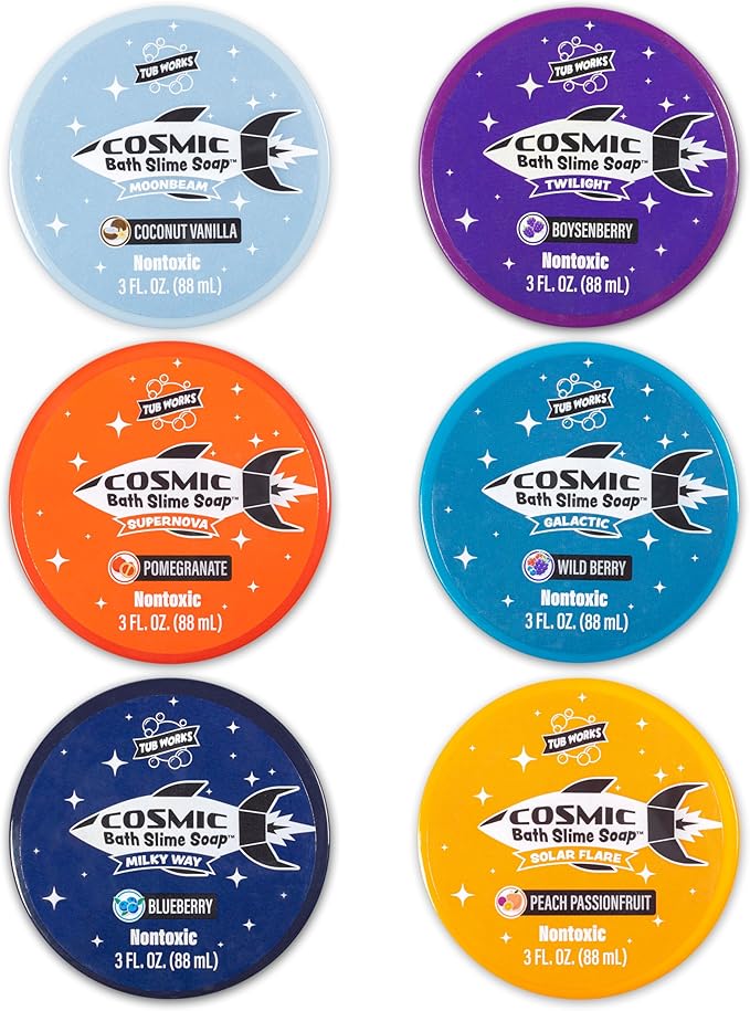 Tub Works Cosmic Bath Slime Soap Bath Toy, 6 Pack | Stretchy, Squishy Slime Soap for Kids Bath | Fresh, Fruity Scents | Nontoxic | Sensory Fun Kids & Toddler Bath Toys - Bloomnest