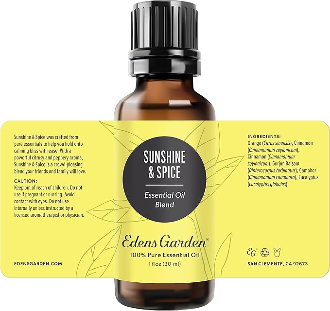 Edens Garden Sunshine Spice Essential Oil Blend- 100% Pure Premium Grade, Undiluted, Natural, Therapeutic, Aromatherapy, The Best for Candle, Laundry, Humidifiers 30 ml (1 fl oz) EdensGarden