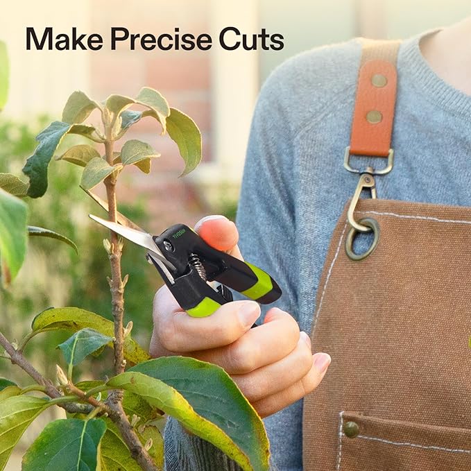 VIVOSUN Gardening Scissors, 6.5 Inch Hand Pruner, Pruning Shear with Straight Stainless Steel Blades, Garden Tools for Women Men, Black and Green - Bloomnest