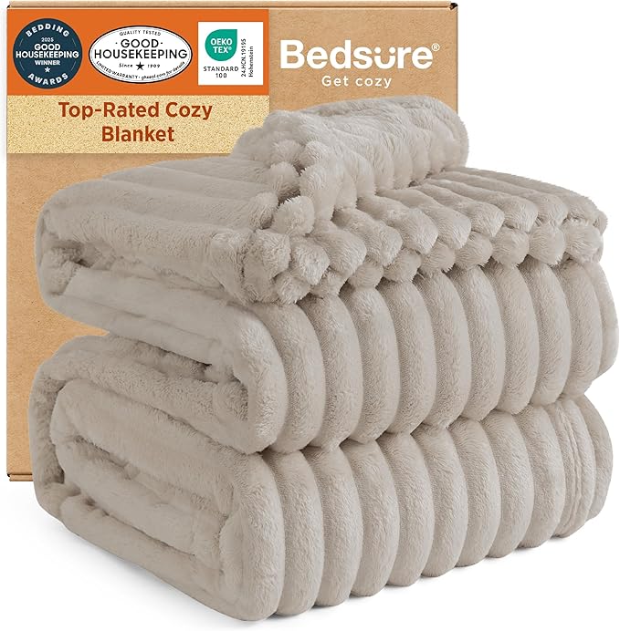 Bedsure GentleSoft California King Size Blanket for Bed - Cozy Soft Blankets for Women, Cute Large Throws for Girls, Linen, 102x96 Inches - Bloomnest