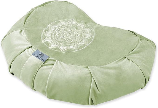 Florensi Meditation Cushion - Comfortable Floor Pillow - Traditional Crescent Meditation Pillow with Beautiful Velvet Cover - Large Floor Cushion Seating for Adults - Premium Yoga Buckwheat Bolster - Bloomnest
