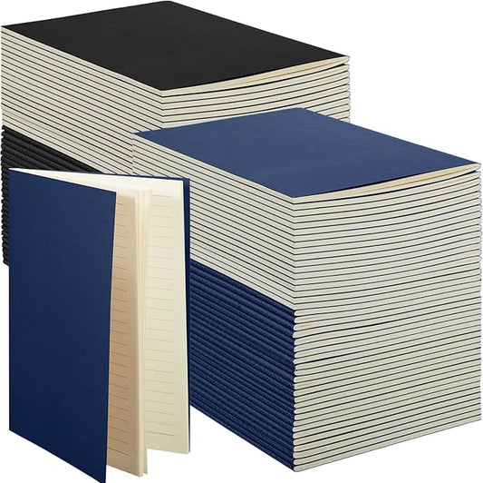 Mimorou 100 Pcs Journals Notebooks Bulk - Kraft Softcover A5 Small Notebooks 5.5 Inch x 8.3 Inch Notepads with 60 Page 30 Sheet for Writing Sketch Travel Office Supplies(Black, Navy,Lined) - Bloomnest