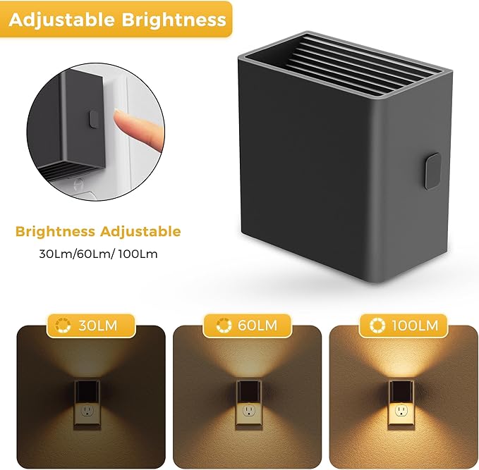 L LOHAS LED Night Light,[2-Pack] Night Lights Plug into Wall with Dusk to Dawn Sensor,Brightness Adjustable,3000K Soft White,Plug in Nightlight for Adults Bathroom Hallway Kitchen - Bloomnest