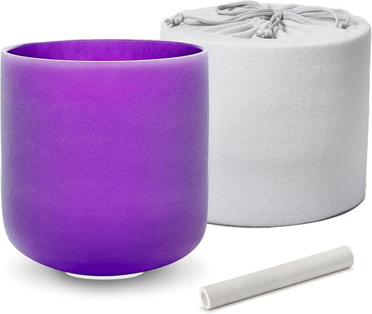 ALIOTH Purple B Note Crystal Singing Bowl Crown Chakra 6 inch with Carry Case Bag and Singing Bowl Mallet - Bloomnest