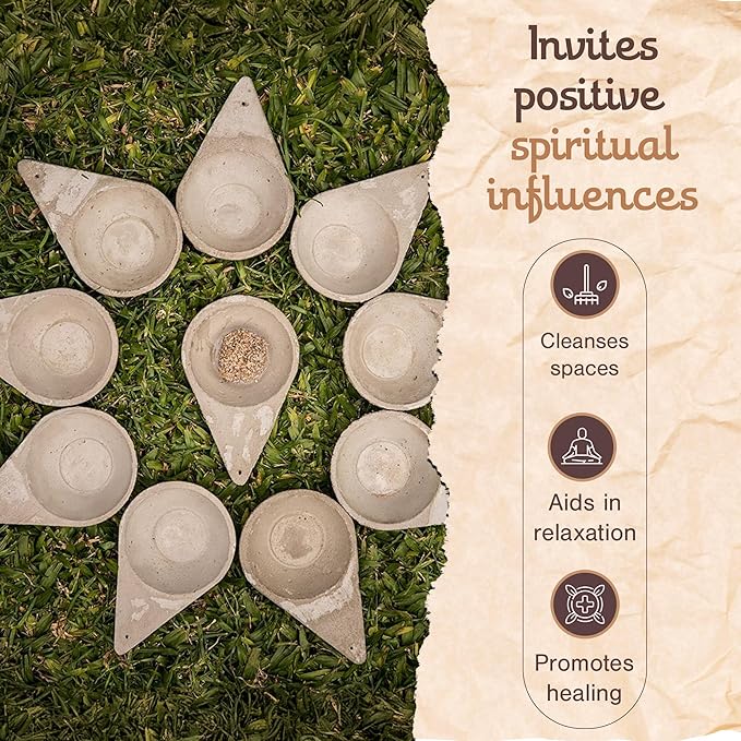Sagrada Madre Incense Burner, Triangular Sahumador - Hand-Carved Cement Incense Holder, Ash Catcher for Sticks, Cones, Bombs & Smudges - 1 Piece, Perfect for Smudging, Yoga, and Meditation Accessories - Bloomnest