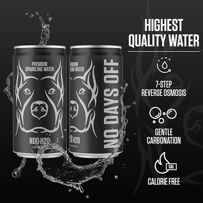 NO DAYS OFF Premium Sparkling Water - 24 Pack, 8.4 fl oz, Sparkling (Unflavored) - Ultra-Purified Reverse Osmosis with Gentle Carbonation, On-the-Go and Bulk Size - Bloomnest