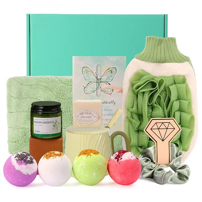 Luxury Women’s Gift Set 12PCS – Spa Bath Box with Mug, Candle, Bath Bombs, Soap & Hair Towel – Relaxation Self-Care Gift for Birthday, Christmas, Mother’s Day - Bloomnest