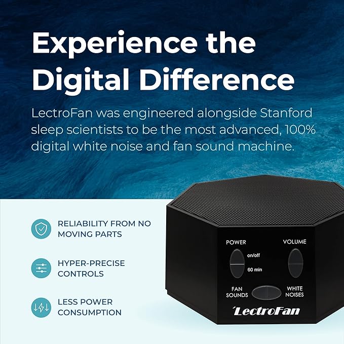 Adaptive Sound Technologies LectroFan Classic White Noise Machine - Global Power Edition with Adaptors for US, UK & EU - 20 Non-Looping Fan & White Noise Variations - Black - Bloomnest