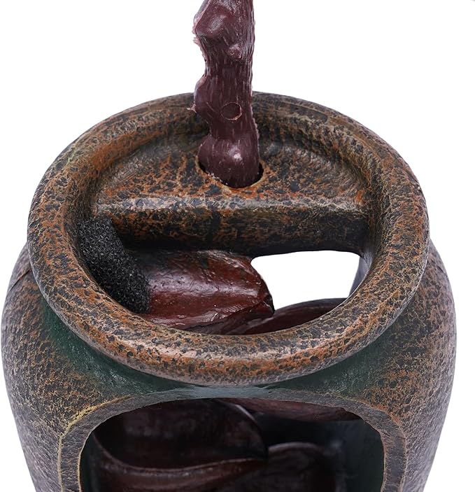 Decorative Indoor Tabletop Fountain, 15.7in Tabletop Wateall Vase Fountains with Simulation Tree Flowers for Living Room, Bedroom, Dining Room (Plum Blossom -B) - Bloomnest