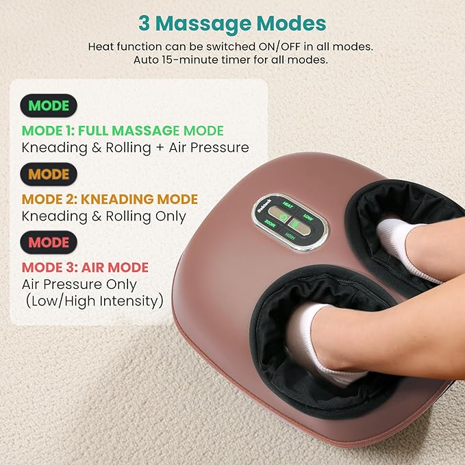Nekteck Shiatsu Foot Massager Machine with Soothing Heat, FSA Eligible Air Compression Deep Kneading Therapy, Improve Blood Circulation and Foot Wellness, Relax for Home Office Use, HSA Eligible