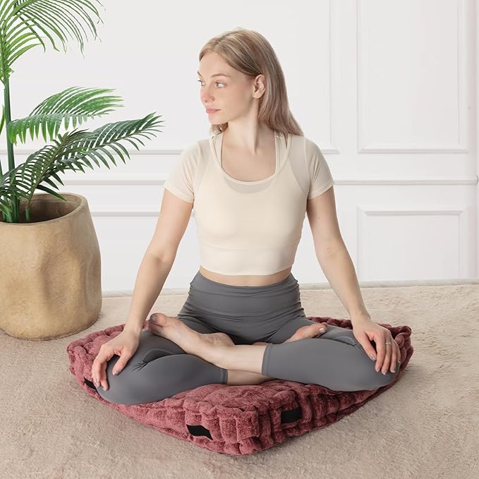 Fan-Shaped Floor Cushion Fan Floor Pillow, Meditation Cushion for Sitting or Yoga, Pizza Cushions Thick Outdoor Seating for Kids for Adults 28"*28" - Bloomnest