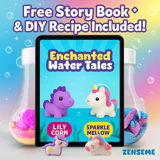 Kids Bath Bombs Powder with Mini Unicorn Inside – Bubble Bath for Kids – Bathtime Experiment Kit Mix - Blast of Foam & Colour Surprise – Gift Set of 4 - Bloomnest