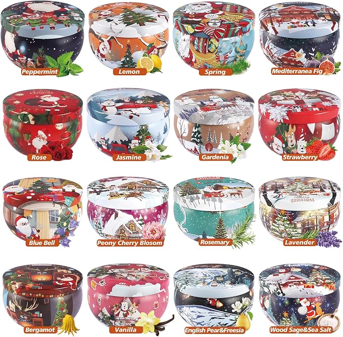 16Pack Christmas Scented Candles Gift- Aromatherapy Candle-Soy Wax-Long Lasting Burn time, Christmas Thanksgiving Gifts for Women，Home Decor - Bloomnest