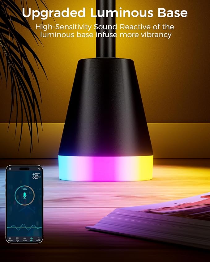 Smart RGB Corner Floor Lamp, 60 Inch 172 LEDs Bright Standing Lamps for Bedroom with APP and Remote, Modern Floor Lamp with Music Sync and 16 Million Colors Changing Ambient Lighting for Living Room - Bloomnest