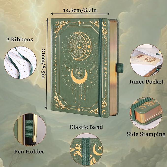 TIEFOSSI Lined Journal for Women Men, Vintage Notebooks with Bookmarks, Hardcover A5 College Ruled Notebook 316 Numbered Pages for Writing, Daily Journal for Work School, Note Taking - Bloomnest
