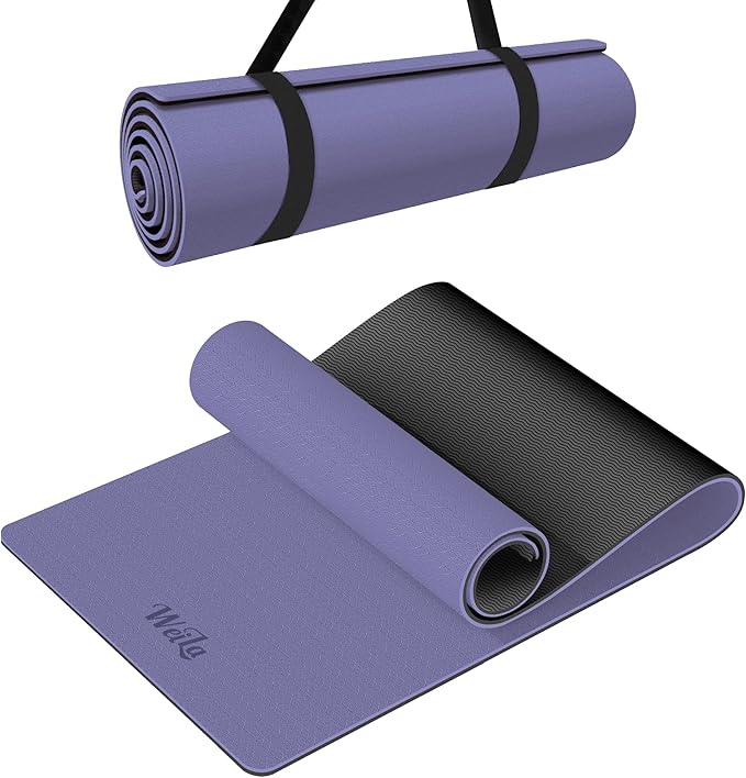 Non-slip TPE Yoga Mat for Women & Men,72"x24" Double-Sided Workout Mat for Home Gym Pilates Fitness,1/4 Inch Packable Lightweight Exercise Mat with Strap for Travel,Non Toxic Exercise Floor Mat - Bloomnest