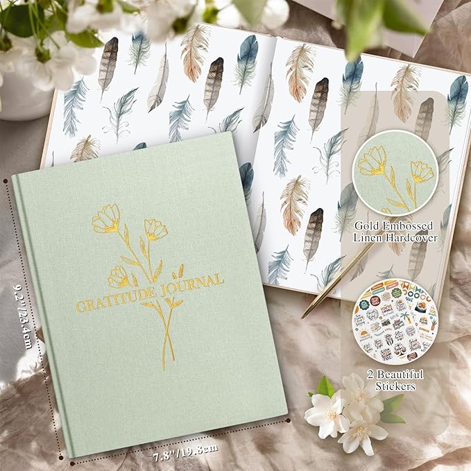 Lanpn Daily Gratitude Journal for Woman Men, 4 Month Mindfulness & Affirmation Planner, 7.8"x9.2" The 5 Minute Grateful Diary, Guided Reflection with Positivity Prompts Undated Notebook, Sage Green - Bloomnest
