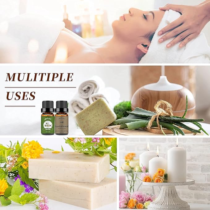 yethious Vanilla Sandalwood Essential Oils for Diffuser & Aromatherapy Pure Natural Organic Vanilla Oils Set - 2PCS 10ML - Bloomnest