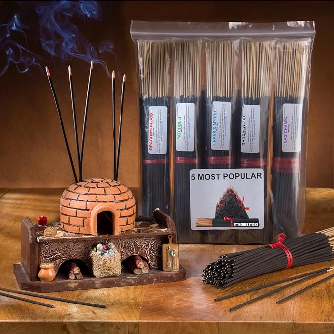 Designer Type11'' Incense Sticks - Variety Set 500 Pack - 11 inch - 5 Bundles 100 Sticks Per Fragrance Scent. Set Features Black Liver Matter, Kool Water, Desire, Obama & Obsession Type AromaDepotInc