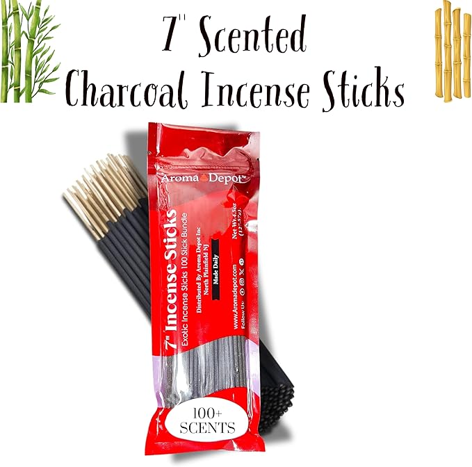 Aroma Depot Money Type Most Exotic Charcoal 7" Incense Sticks. Approx. 85-100 Sticks Per Bundle, Length - 7 Inches, Each Natural Stick Burns for 35 to 45 mins Each. Long Lasting. Guarantee 100% Pure AromaDepotInc