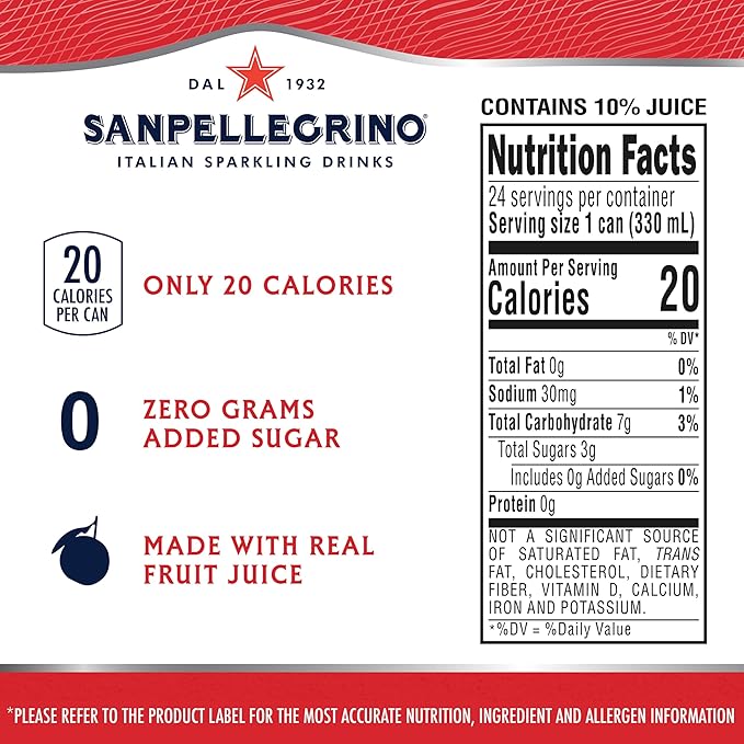 Sanpellegrino Zero Grams Added Sugar Italian Sparkling Drinks Blood Orange, Sparkling Orange and Blood Orange Beverage, 24 Pack of 11.15 Fl Oz Cans - Bloomnest