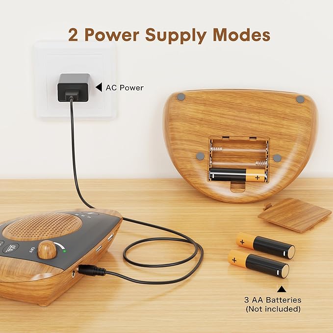 Raynic Noise Machine, Battery Powered Sound Machine, Portable Sleep Machine with 36 Natural Soothing Sounds, Timer, USB Port, Headphone Jack for Baby, Kids, Adults, Travel, Office (Yellow Wood Grain) - Bloomnest
