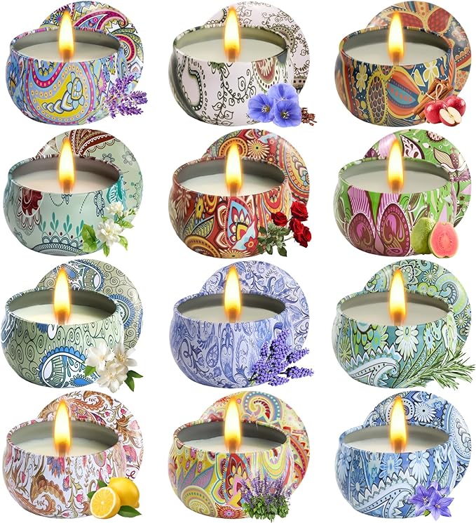 Scented Candles Gifts for Women, 12 Pack Natural Soy Candles for Home Scented, Aromatherapy Candle Set Gift for Women, Men, Friends Birthday, Anniversary - Bloomnest