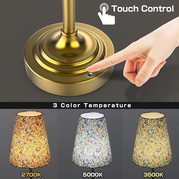 Scalable Portable Cordless Table Lamp, Built in Rechargeable Battery, 2700-6000k Color Temperature, Fully Dimmable, Ambient Light for Patio, Restaurant, Bar, Bedroom, Dining (Flower) - Bloomnest