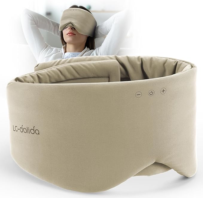Luxury Bluetooth 5.4 Sleep Mask for Adults - Ice Fiber Cooling & HD Sound, 100% Light Blocking Adjustable Eye Cover for Travel & Side Sleepers - Soft Sleep Headphones with 10H Playtime - Bloomnest