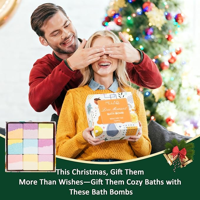 Bath Bombs Gift Set – 9 Fragrances with Essential Oils, Fizzy & Foamy Aromatherapy Bath Fizzies for Stress Relief & Relaxation, Spa Gifts for Women & Men, Perfect Christmas & Holiday Gift - Bloomnest