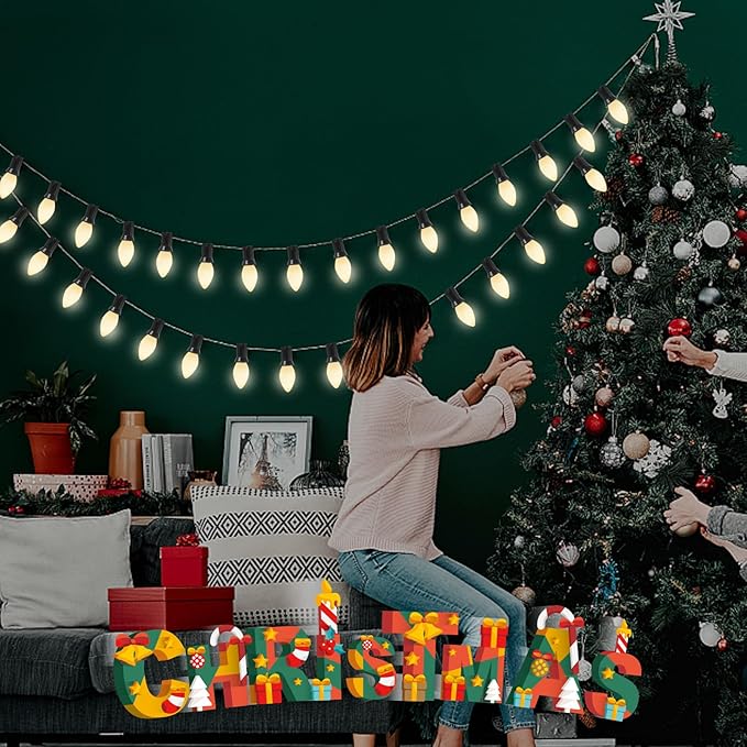 C7 LED White Replacement Bulbs, 25 Pack C7 Ceramic White Christmas Light Bulb, 0.6W Night Light Bulbs Vintage Replacement Bulbs for Outdoor Christmas String Lights - Bloomnest