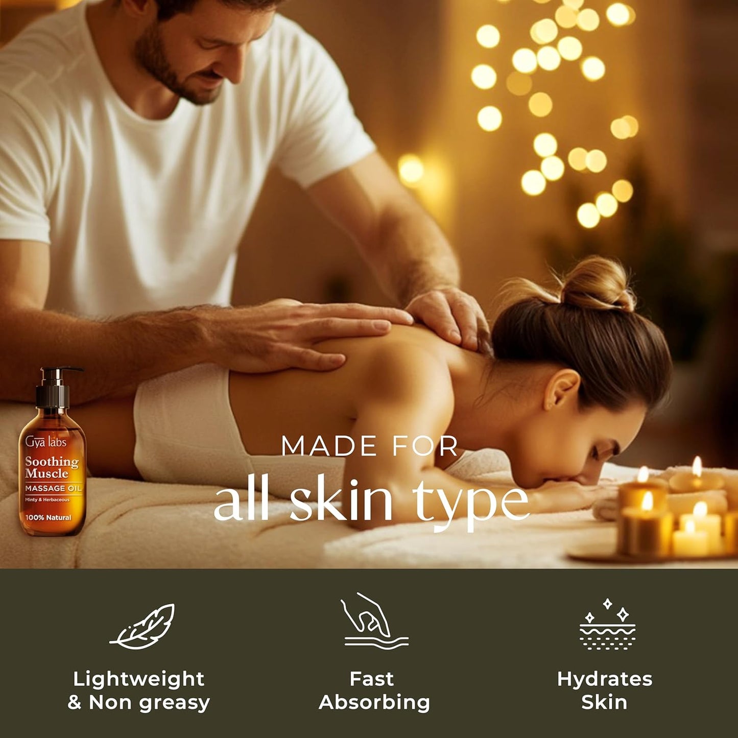 Gya Labs Soothing Massage Oil - 6.76 Fl Oz - Non-Greasy Formula for Sore Muscles, Deep Relaxation & All Skin Types - Suitable for Men & Women